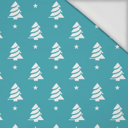 CHRISTMAS TREES WITH STARS / dark turquoise  - Viscose jersey