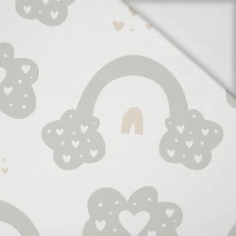 VALENTINE'S RAINBOW pat. 7 / white (RAINBOWS AND HEARTS) - Viscose jersey