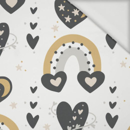 VALENTINE'S RAINBOW pat. 5 / white (RAINBOWS AND HEARTS) - Viscose jersey