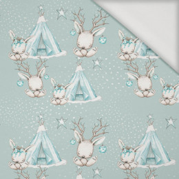 ANIMALS IN TIPI / light blue (MAGICAL CHRISTMAS FOREST) - Viscose jersey