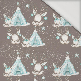 ANIMALS IN TIPI / dark beige (MAGICAL CHRISTMAS FOREST) - Viscose jersey