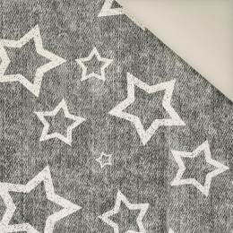 WHITE STARS (CONTOUR) / vinage look jeans grey- Upholstery velour 
