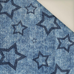DARK BLUE STARS (CONTOUR) / vinage look jeans dark blue- Upholstery velour 