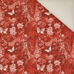 LUSCIOUS RED / FLOWERS- Upholstery velour 