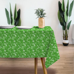 LIME GREEN / FLOWERS - Woven Fabric for tablecloths
