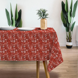 LUSCIOUS RED / FLOWERS - Woven Fabric for tablecloths