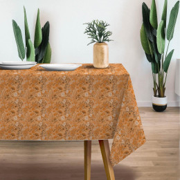 SUNDIAL ORANGE / FLOWERS - Woven Fabric for tablecloths
