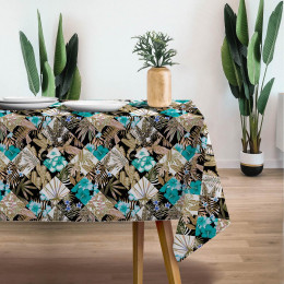 TROPICAL CHECK / golden - Woven Fabric for tablecloths