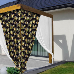 SUNFLOWERS PAT. 6 / black - Woven fabric for outdoor curtains