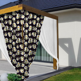 DAISIES PAT. 3 / black - Woven fabric for outdoor curtains