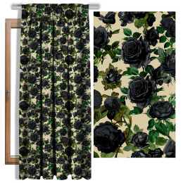 BLACK ROSES - Blackout curtain fabric