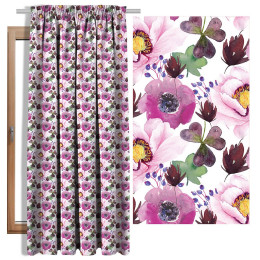 FLOWERS AND CLOVER (IN THE MEADOW) - Blackout curtain fabric