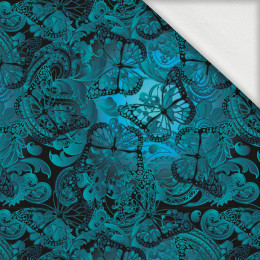 LACE BUTTERFLIES / blue - looped knit fabric with elastane