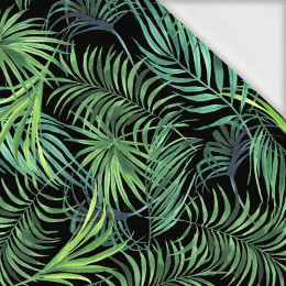 PALM LEAVES pat. 4 / black - looped knit fabric with elastane