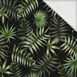 TROPICAL LEAVES pat. 3 / black (JUNGLE) - looped knit fabric with elastane