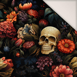 FLOWERS AND SKULL - PERKAL cotton fabric