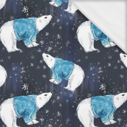 WHITE BEARS IN SWEATERS / navy (ENCHANTED WINTER)- single jersey with elastane