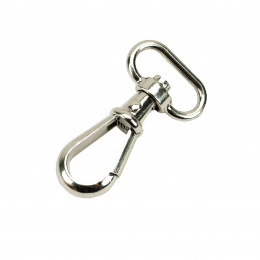 Metal snap hook for leash 25x60 mm - silver