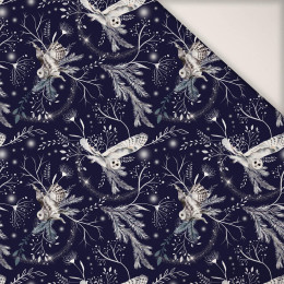 WINTER OWLS / dark blue (WINTER IN PARK) - PERKAL Cotton fabric