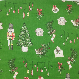 FIGURINES AND CHRISTMAS TREES - Cotton woven fabric