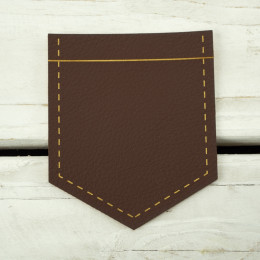 Big pocket from leatherette V-neck - brown