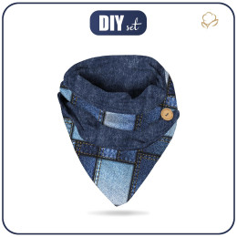BUTTON SCARF - JEANS PATCHES (dark blue) - sewing set