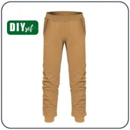 CHILDREN'S JOGGERS "LYON" (122/128) - B-03 ICED COFFEE - looped knit fabric