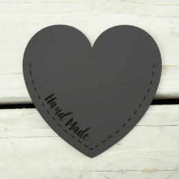 Big pocket from leatherette heart "Hand made" Left - graphite
