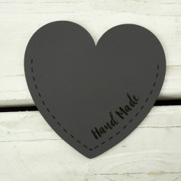 Big pocket from leatherette heart "Hand made" Right -  graphite