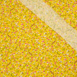 COLORFUL FLOWERS / yellow - viscose woven fabric