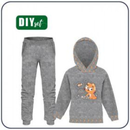 Children's tracksuit  "OSLO" (122/128) - CATS / meow (CATS WORLD ) / ACID WASH GREY - looped knit fabric