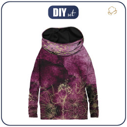 SNOOD SWEATSHIRT (FURIA) - FLOWERS / golden contour Pat. 1  / WATERCOLOR MARBLE - looped knit fabric ITY