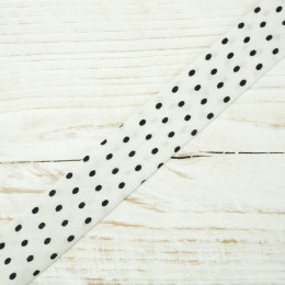 Cotton Bias Binding Tape in polka dots 15mm - white