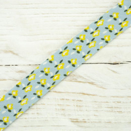 Cotton Bias Binding Tape in yellow leaves 15mm - grey