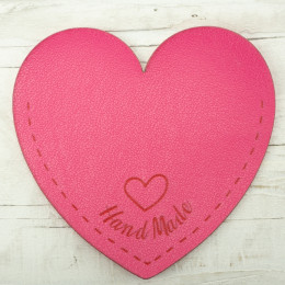 Small pocket from leatherette heart "Hand made" - fuchsia