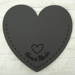 Small pocket from leatherette heart "Hand made" - graphite