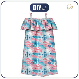 Bardot neckline dress (LILI) - MARINE WZ. 5 - sewing set