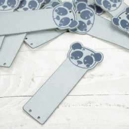 Loop fold label faux suede - panda 2 x 7 cm - baby blue