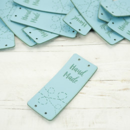 Loop fold label "Hand Made" - Tacking 2 x 5 cm - light turquoise