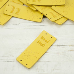Loop fold label "Hand Made" - Tacking 2 x 5 cm - mustard