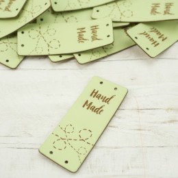 Loop fold label "Hand Made" - Tacking 2 x 5 cm - pistachio