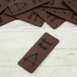 Loop fold label "Hand Made" - Fox 2 x 5 cm - brown