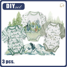 3-PACK - BABY BODYSUITS (CHARLIE) - MOUNTAINS - sewing set