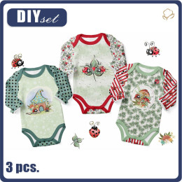 3-PACK - BABY BODYSUITS (CHARLIE) - LADYBIRDS - sewing set