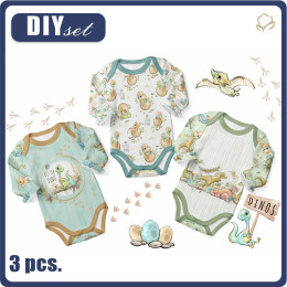 3-PACK - BABY BODYSUITS (CHARLIE) - LITTLE DINO - sewing set