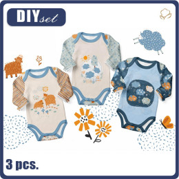 3-PACK - BABY BODYSUITS (CHARLIE) - FARMA / blue - sewing set