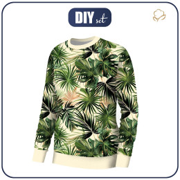 WOMEN'S SWEATSHIRT (HANA) BASIC - MONSTERA wz.9 - looped knit fabric 