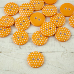Plastic button with dots middle - apricot