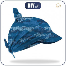 BANDANA WITH PEAK - CAMOUFLAGE - scribble / classic blue - sewing set