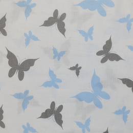 BUTTERFLIES GRAY-BLUE - Cotton woven fabric